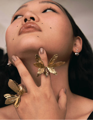 Broken Moth Wings Ring With Pearl