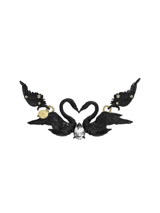 Swan Twins Ribbon Necklace