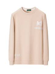 Classic Cotton Crewneck Sweatshirt with Embroidered Logo - HIGHTRAST