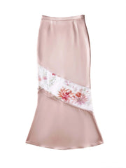 Pearlescent Mesh Floral Mermaid Skirt - HIGHTRAST