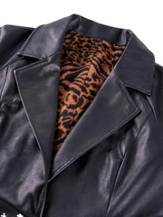 Sleek PU Trench Coat with Leopard Luxe Lining - HIGHTRAST