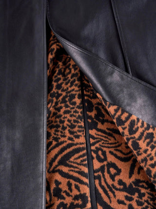 Sleek PU Trench Coat with Leopard Luxe Lining - HIGHTRAST